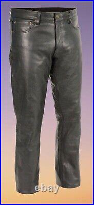 Mens Leather Pant Genuine Lambskin Slim Fit Biker Motorcycle Zipper Trouser-038
