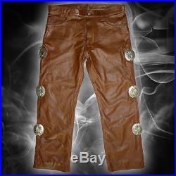 Mens Leather Pants Size 34 With Conchos