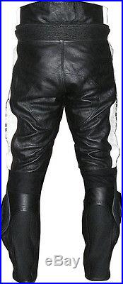 Mens Leather Racing Motorcycle Pant With Armors #2569 New All Sizes