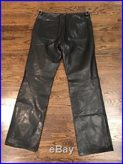 Mens MAISON MARTIN MARGIELA Black Leather Pants Size 50 (33.5x32)