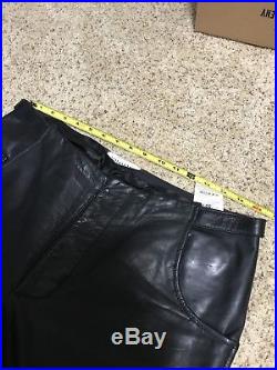 Mens MAISON MARTIN MARGIELA Black Leather Pants Size 50 (33.5x32)