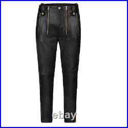 Mens Motorcycle Bikers Real Black Leather Pants Jeans Trousers Cowhide Pants