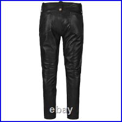Mens Motorcycle Bikers Real Black Leather Pants Jeans Trousers Cowhide Pants