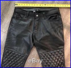 Mens NYC LEATHERMAN Custom Quilted Black Leather Pants 36 Waist
