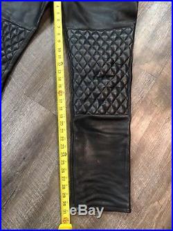 Mens NYC LEATHERMAN Custom Quilted Black Leather Pants 36 Waist