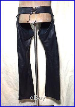 Mens NYC Leatherman LEATHER MAN BLACK LEATHER CODE CHAPS PANTS 30 FETISH GAY