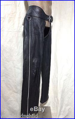 Mens NYC Leatherman LEATHER MAN BLACK LEATHER CODE CHAPS PANTS 30 FETISH GAY