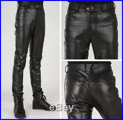 Mens New Stylish Slim Fit Genuine Tailor Made Lambskin Leather Trouser Pant-C053
