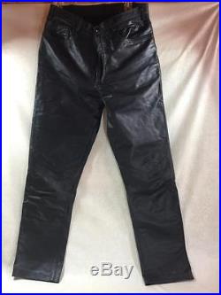 Mens North Bound Black Leather Pants Jeans Size 34/33 Fit like 32/33