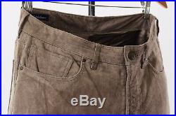 Mens POLO RALPH LAUREN PURPLE LABEL Pants Skinny Leather Suede Brown Size 32