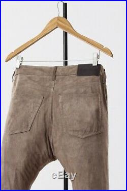 Mens POLO RALPH LAUREN PURPLE LABEL Pants Skinny Leather Suede Brown Size 32