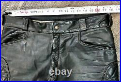 Mens Padded Black Leather Motorcycle Pants 36W