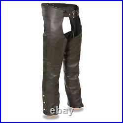Mens Premium Black NAKED LEATHER CHAPS Fully Lined Soft Motorcycle Biker Pants