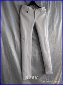 Mens Premium White Leather Pant. 2024 Real Sheepskin Biker Leather Trousers New