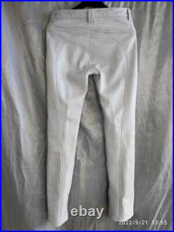 Mens Premium White Leather Pant. 2024 Real Sheepskin Biker Leather Trousers New