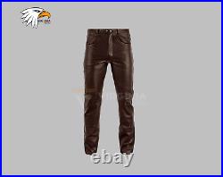 Mens Real Leather Pant lambskin Trousers Slim fit Handmade Genuine Leather Pants