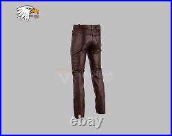 Mens Real Leather Pant lambskin Trousers Slim fit Handmade Genuine Leather Pants