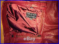 Mens Red Leather Pant / Jeans Size 38 30