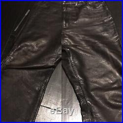 Mens Rrl Double Rl Cowhide Leather Pants Black Size 36x32 Western Cowboy