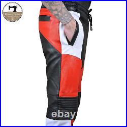 Mens Sheep Leather Trousers with Elastic Waistband and Stylish Patches