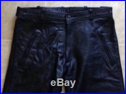 Mens Size 34 Black Genuine Leather Motorcycle Biker Riding Zip Up Sides Lined