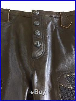 Mens Skkin USA Brown Leather Pants Large NWOT One of a Kind RARE