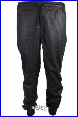 Mens Smoke Rise PU Faux Leather Pants Joggers Zipper Pockets Ankle Black M-2XL