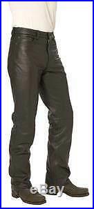 Mens Tough Leather Motorcycle Jeans Pants Classic 5 Pocket Style Size 38 W