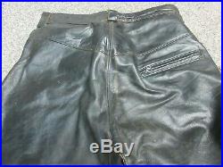Mens Vintage 60's 70's Beck Black Leather Motorcycle Biker Racing Pants Size 36