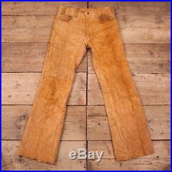 Mens Vintage RARE Levis Big E 60s Tan Suede Leather Trousers 32 x 32 XR 10164
