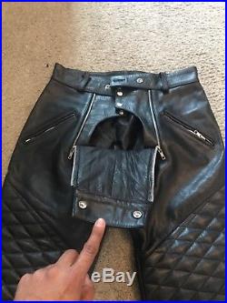 Mens black leather pants 32