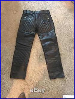 Mens black leather pants 32