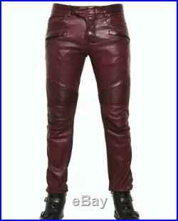 Mens genuine cowhide hot style pants cow leather night club eye catching pants