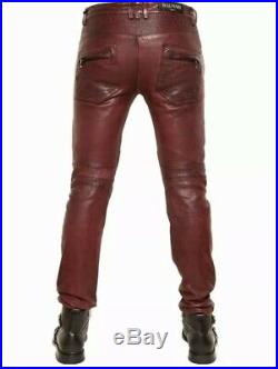 Mens genuine cowhide hot style pants cow leather night club eye catching pants