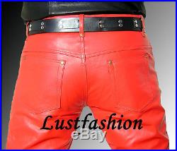 Mens leather jeans red leather pants red trousers Lederhose rot Lederjeans Cuir