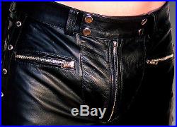 Mens leather pants black new / leather trousers lacets Designer pants Leder