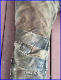 Mens motorcycle leather riding pants. Brown distressed leather