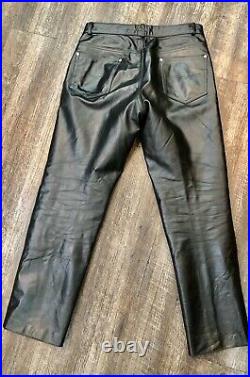 Mens schott Black Leather Pants 33W