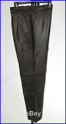 Michael Hoban North Beach Leather Mens Black Lambskin Leather Dress Pants sz 34