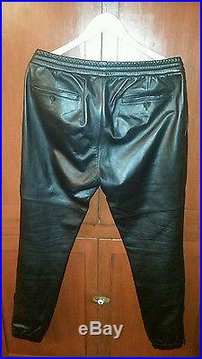 Michael Kors Genuine Black Leather Joggers Pants, mens size 34