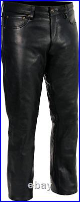 Milwaukee Leather LKM5790 Men's Black Classic 5 Pocket Leather Pants