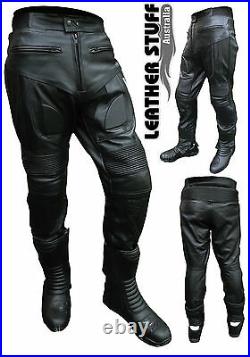 Motorcycle Cruiser riding Sport Style CE armour Cow Hide Leather Trouser pant 42