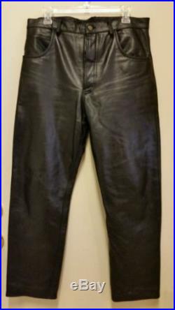 Motorcycle biker Echtes Leder Black Leather Pants Men's size 34