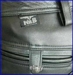 Mr B Amsterdam Mens 34 Genuine Black Cargo Leather Jeans Trousers Unlined Gay