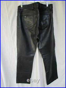 Mr B Amsterdam heavy black leather straight leg gay fetish jeans pants 35 31