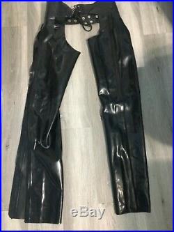 Mr S Leather Black Latex/Rubber Chaps Button Front Fetish Gear Small