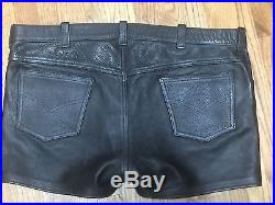 Mr. S Leather Mens leather shorts- button fly size 42