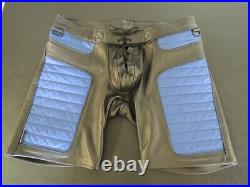 Mr. S Leather San Francisco Black and Blue Padded Shorts Football Pants Size 34