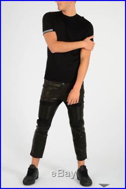 NEIL BARRETT New Man Black Leather Skinny Fit Biker Pants Trousers Size M $1766