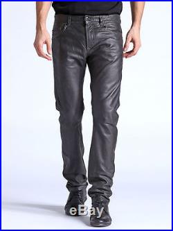 NEW DIESEL L-Thavar Men's LEATHER Pants, Dark Grey, NWT Retail $598